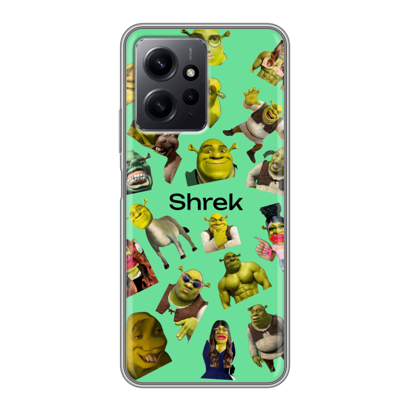 Силиконовый противоударный чехол на Xiaomi RedMi Note 12 с принтом Шрек Shrek Силиконовый противоударный чехол на Xiaomi RedMi Note 12 с принтом Шрек Shrek