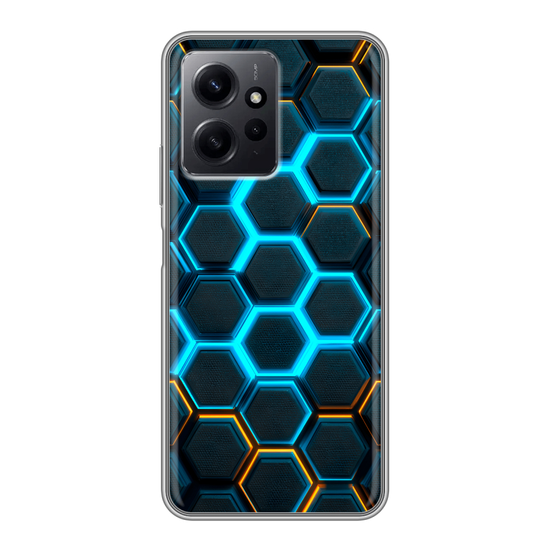 Силиконовый чехол на Xiaomi RedMi Note 12 с принтом Неоновые соты Силиконовый чехол на Xiaomi RedMi Note 12 с принтом Неоновые соты