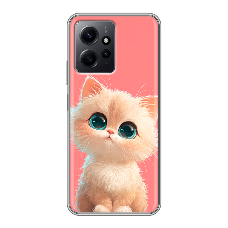 Силиконовый противоударный чехол на Xiaomi RedMi Note 12 с принтом Розовый котенок Силиконовый противоударный чехол на Xiaomi RedMi Note 12 с принтом Розовый котенок