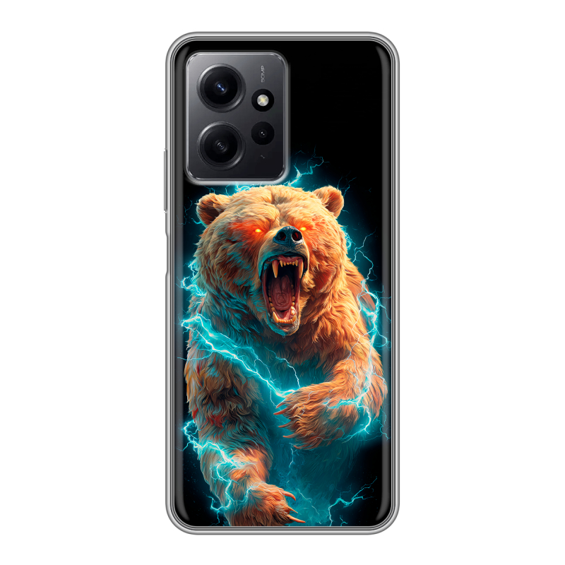 Силиконовый противоударный чехол на Xiaomi RedMi Note 12 с принтом Медведь Силиконовый противоударный чехол на Xiaomi RedMi Note 12 с принтом Медведь