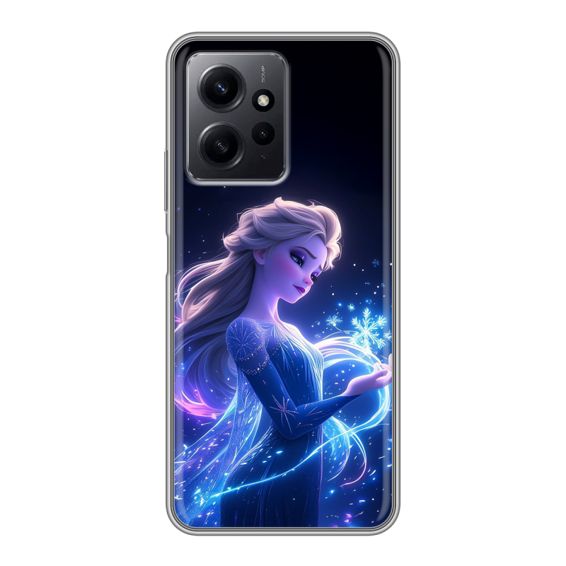 Силиконовый противоударный чехол на Xiaomi RedMi Note 12 с принтом Холодное сердце Frozen Силиконовый противоударный чехол на Xiaomi RedMi Note 12 с принтом Холодное сердце Frozen