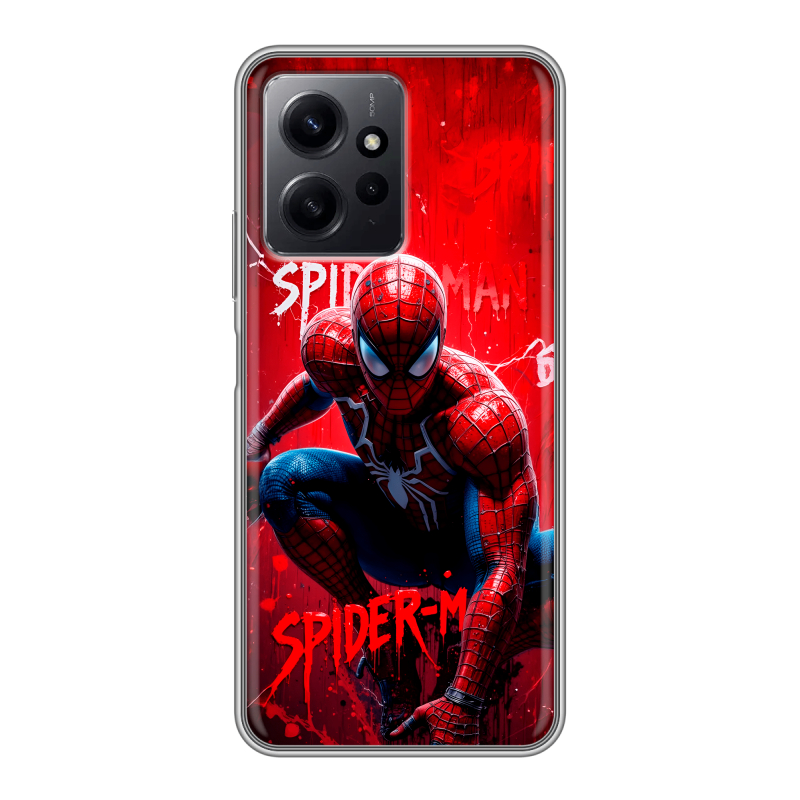 Силиконовый чехол на Xiaomi RedMi Note 12 с принтом Spiderman Человек паук Силиконовый чехол на Xiaomi RedMi Note 12 с принтом Spiderman Человек паук