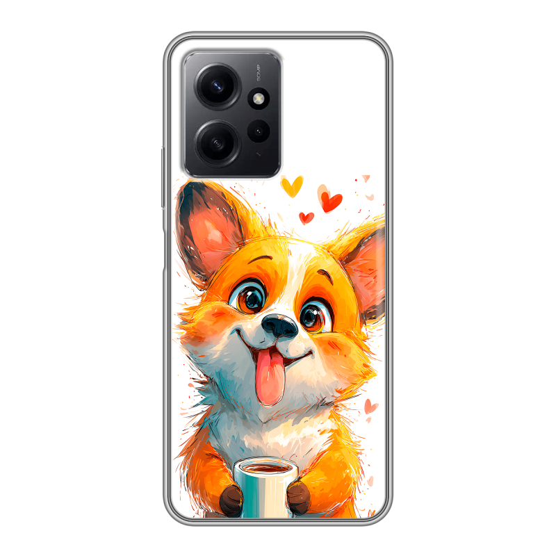 Силиконовый чехол на Xiaomi RedMi Note 12 с принтом корги Силиконовый чехол на Xiaomi RedMi Note 12 с принтом корги