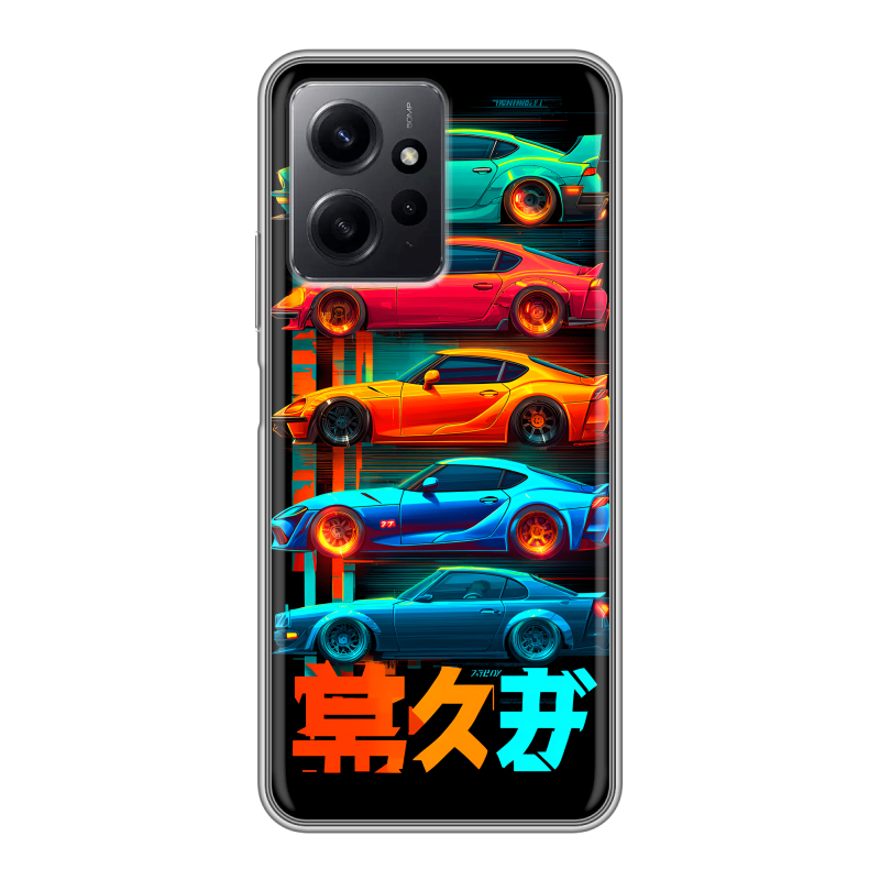 Силиконовый чехол на Xiaomi RedMi Note 12 с принтом машины тачки Силиконовый чехол на Xiaomi RedMi Note 12 с принтом машины тачки