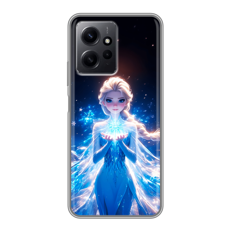 Силиконовый противоударный чехол на Xiaomi RedMi Note 12 с принтом Холодное сердце Frozen Силиконовый противоударный чехол на Xiaomi RedMi Note 12 с принтом Холодное сердце Frozen