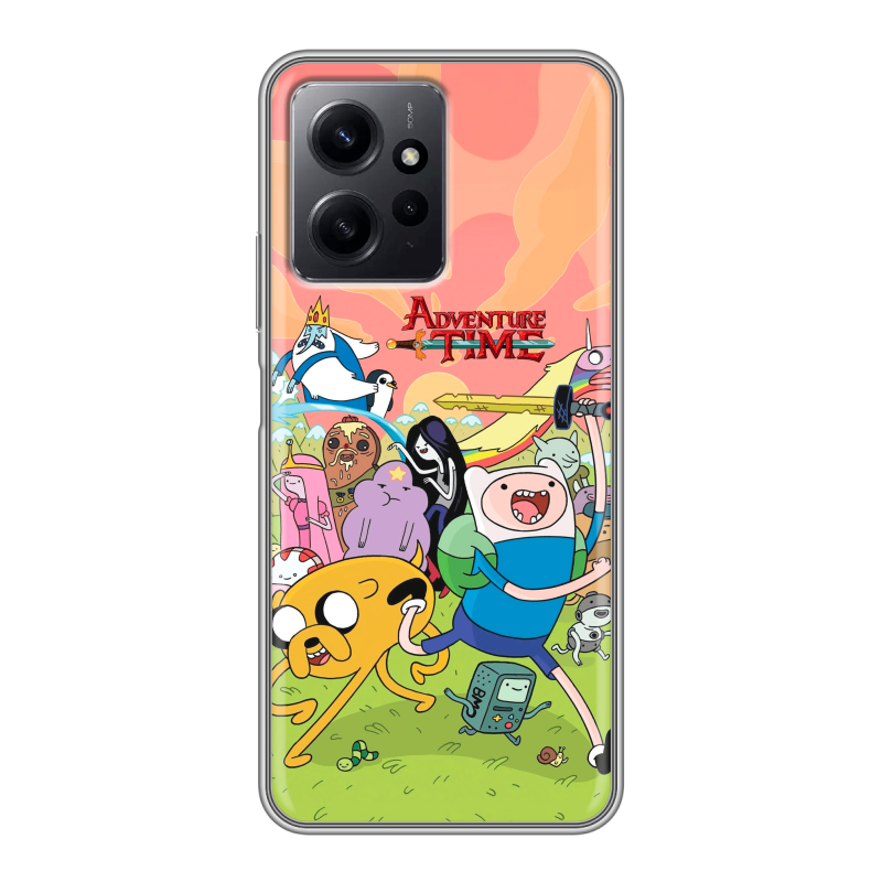 Силиконовый противоударный чехол на Xiaomi RedMi Note 12 с принтом Adventure time Время приключений Силиконовый противоударный чехол на Xiaomi RedMi Note 12 с принтом Adventure time Время приключений