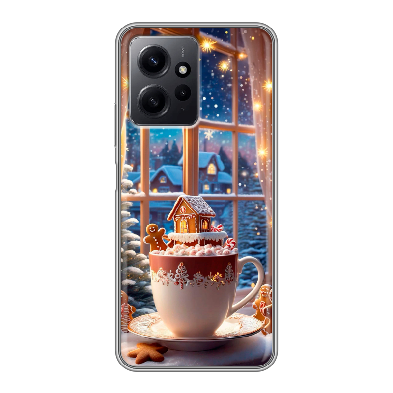 Силиконовый противоударный чехол на Xiaomi RedMi Note 12 с принтом Новый год Силиконовый противоударный чехол на Xiaomi RedMi Note 12 с принтом Новый год