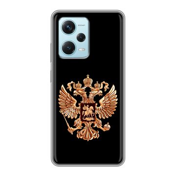 Силиконовый чехол на Xiaomi RedMi Note 12 Pro Plus с принтом Герб России золотой Силиконовый чехол на Xiaomi RedMi Note 12 Pro Plus с принтом Герб России золотой