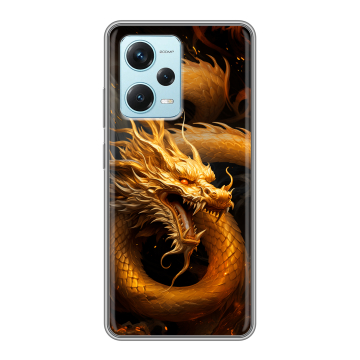 Силиконовый чехол на Xiaomi RedMi Note 12 Pro Plus с принтом Золотой дракон Силиконовый чехол на Xiaomi RedMi Note 12 Pro Plus с принтом Золотой дракон