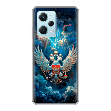 Силиконовый чехол на Xiaomi RedMi Note 12 Pro Plus с принтом Герб флаг России Силиконовый чехол на Xiaomi RedMi Note 12 Pro Plus с принтом Герб флаг России