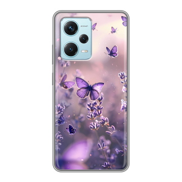 Силиконовый чехол на Xiaomi RedMi Note 12 Pro Plus с принтом бабочки и лаванда