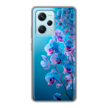 Силиконовый чехол на Xiaomi RedMi Note 12 Pro Plus с принтом голубые орхидеи Силиконовый чехол на Xiaomi RedMi Note 12 Pro Plus с принтом голубые орхидеи