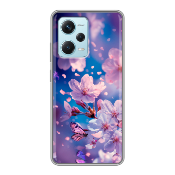 Силиконовый чехол на Xiaomi RedMi Note 12 Pro Plus с принтом цветы бабочки Силиконовый чехол на Xiaomi RedMi Note 12 Pro Plus с принтом цветы бабочки