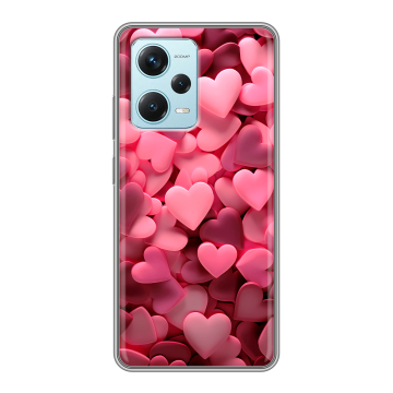 Силиконовый чехол на Xiaomi RedMi Note 12 Pro Plus с принтом розовые сердечки Силиконовый чехол на Xiaomi RedMi Note 12 Pro Plus с принтом розовые сердечки
