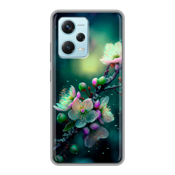 Силиконовый чехол на Xiaomi RedMi Note 12 Pro Plus с принтом Цветы и мрамор Силиконовый чехол на Xiaomi RedMi Note 12 Pro Plus с принтом Цветы и мрамор