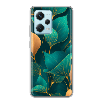 Силиконовый чехол на Xiaomi RedMi Note 12 Pro Plus с принтом Листья и золото Силиконовый чехол на Xiaomi RedMi Note 12 Pro Plus с принтом Листья и золото
