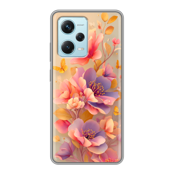 Силиконовый чехол на Xiaomi RedMi Note 12 Pro Plus с принтом Цветы и бабочки