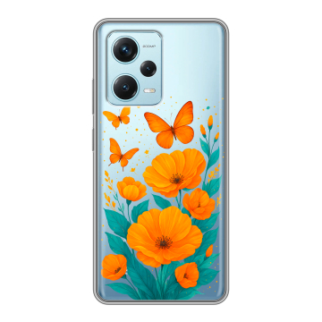 Силиконовый чехол на Xiaomi RedMi Note 12 Pro Plus с принтом цветы бабочки