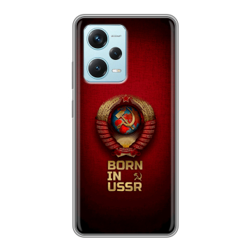 Силиконовый чехол на Xiaomi RedMi Note 12 Pro Plus с принтом Флаг Герб СССР