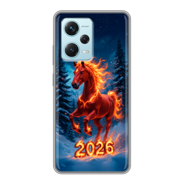 Силиконовый чехол на Xiaomi RedMi Note 12 Pro Plus с принтом Новый год коня