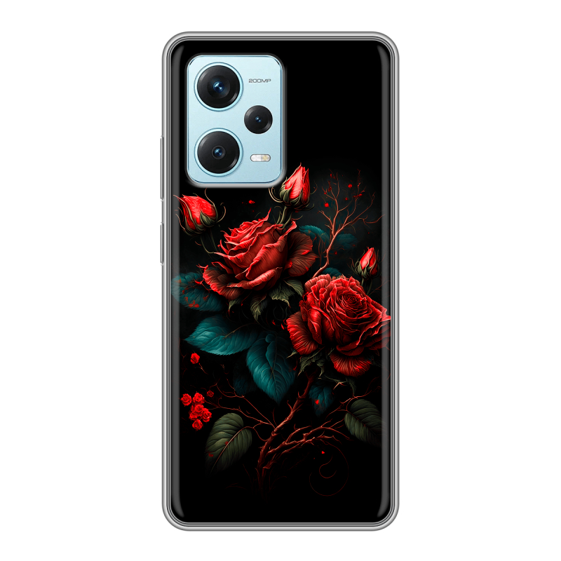 Силиконовый чехол на Xiaomi RedMi Note 12 Pro Plus с принтом Розы красные Силиконовый чехол на Xiaomi RedMi Note 12 Pro Plus с принтом Розы красные