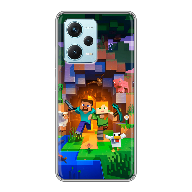 Силиконовый чехол на Xiaomi RedMi Note 12 Pro Plus с принтом Майнкрафт Minecraft Силиконовый чехол на Xiaomi RedMi Note 12 Pro Plus с принтом Майнкрафт Minecraft