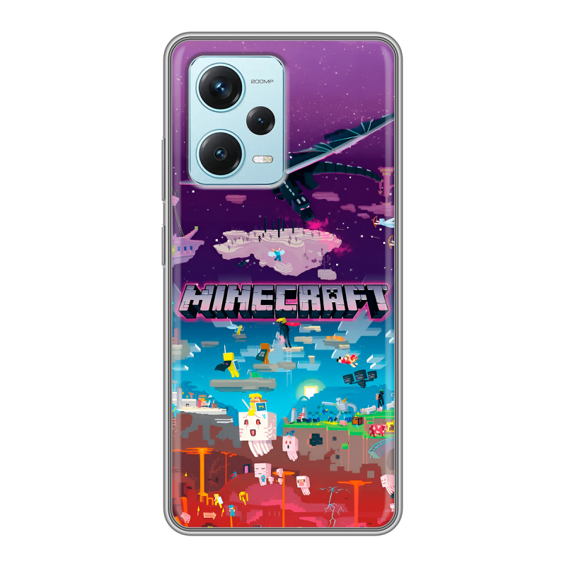 Силиконовый противоударный чехол на Xiaomi RedMi Note 12 Pro Plus с принтом Майнкрафт Minecraft Силиконовый противоударный чехол на Xiaomi RedMi Note 12 Pro Plus с принтом Майнкрафт Minecraft