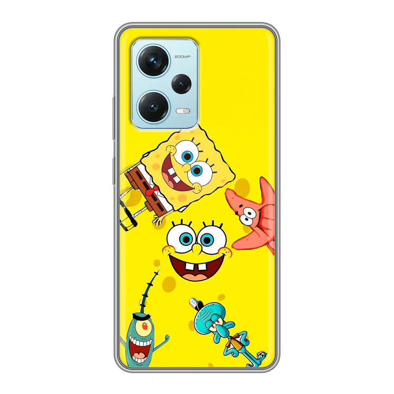 Силиконовый противоударный чехол на Xiaomi RedMi Note 12 Pro Plus с принтом Спанч боб Спанчбоб Силиконовый противоударный чехол на Xiaomi RedMi Note 12 Pro Plus с принтом Спанч боб Спанчбоб