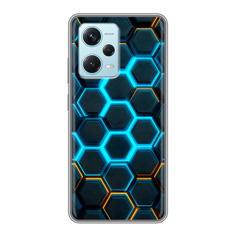 Силиконовый чехол на Xiaomi RedMi Note 12 Pro Plus с принтом Неоновые соты Силиконовый чехол на Xiaomi RedMi Note 12 Pro Plus с принтом Неоновые соты