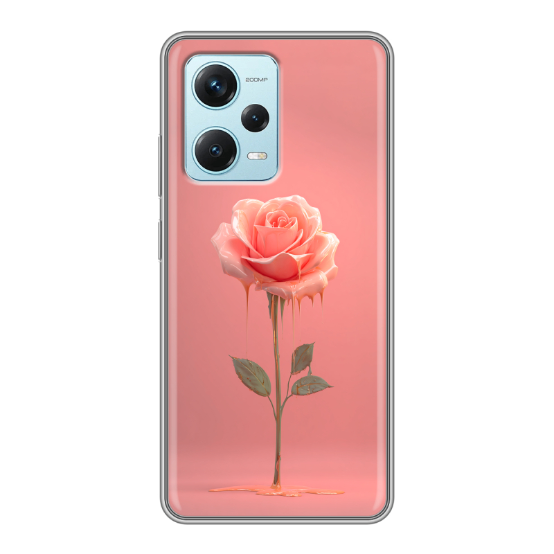 Силиконовый противоударный чехол на Xiaomi RedMi Note 12 Pro Plus с принтом Розовая роза Силиконовый противоударный чехол на Xiaomi RedMi Note 12 Pro Plus с принтом Розовая роза