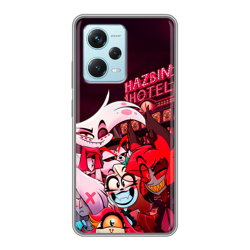 Силиконовый противоударный чехол на Xiaomi RedMi Note 12 Pro Plus с принтом Hazbin Hotel Отель Хазбин Силиконовый противоударный чехол на Xiaomi RedMi Note 12 Pro Plus с принтом Hazbin Hotel Отель Хазбин