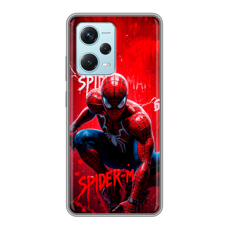 Силиконовый противоударный чехол на Xiaomi RedMi Note 12 Pro Plus с принтом Spiderman Человек паук Силиконовый противоударный чехол на Xiaomi RedMi Note 12 Pro Plus с принтом Spiderman Человек паук