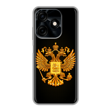 Силиконовый чехол на Tecno Spark 10C с принтом Герб России желтый Силиконовый чехол на Tecno Spark 10C с принтом Герб России желтый