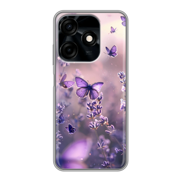 Силиконовый чехол на Tecno Spark 10C с принтом бабочки и лаванда Силиконовый чехол на Tecno Spark 10C с принтом бабочки и лаванда