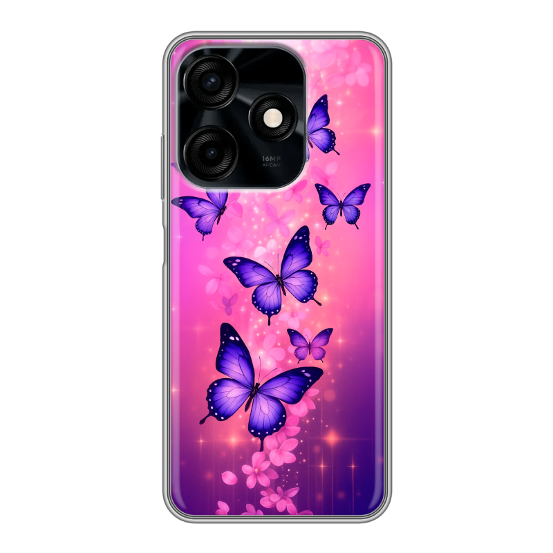 Силиконовый противоударный чехол на Tecno Spark 10C с принтом Бабочки Силиконовый противоударный чехол на Tecno Spark 10C с принтом Бабочки