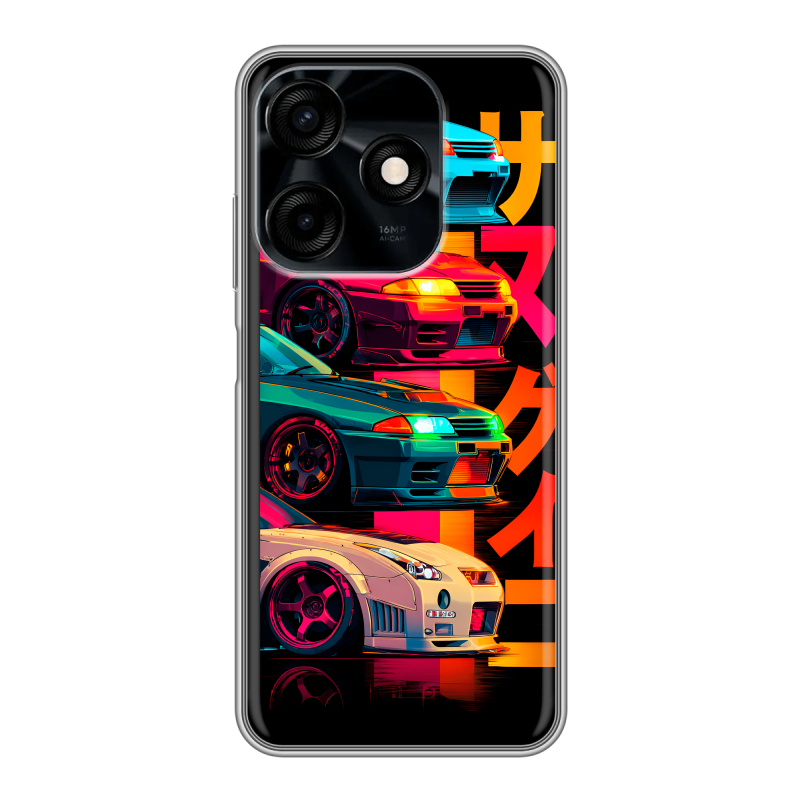 Силиконовый чехол на Tecno Spark 10C с принтом Гоночные машины Силиконовый чехол на Tecno Spark 10C с принтом Гоночные машины