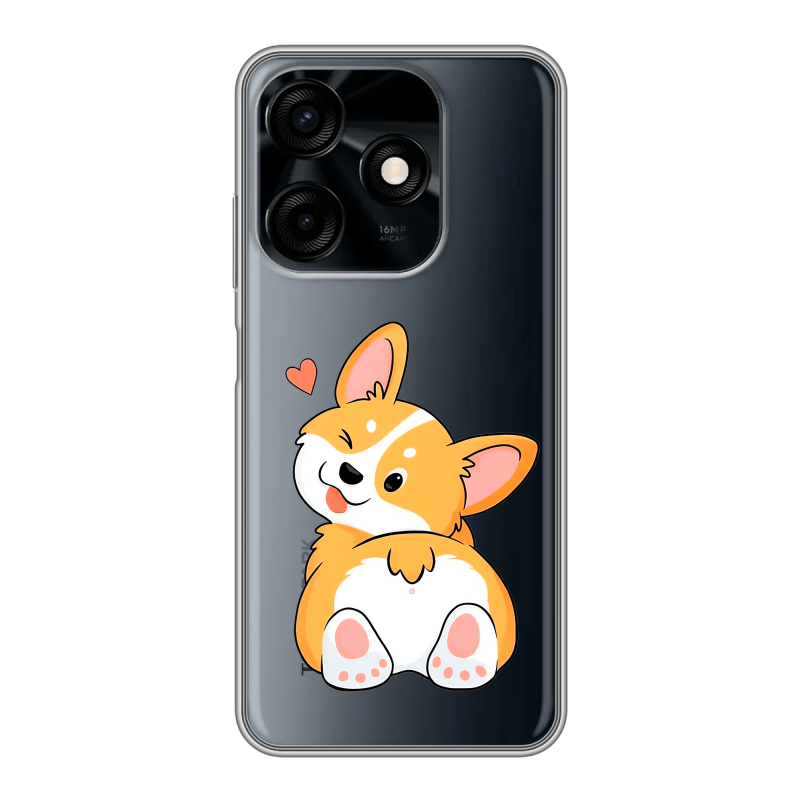 Силиконовый чехол на Tecno Spark 10C с принтом Корги Силиконовый чехол на Tecno Spark 10C с принтом Корги