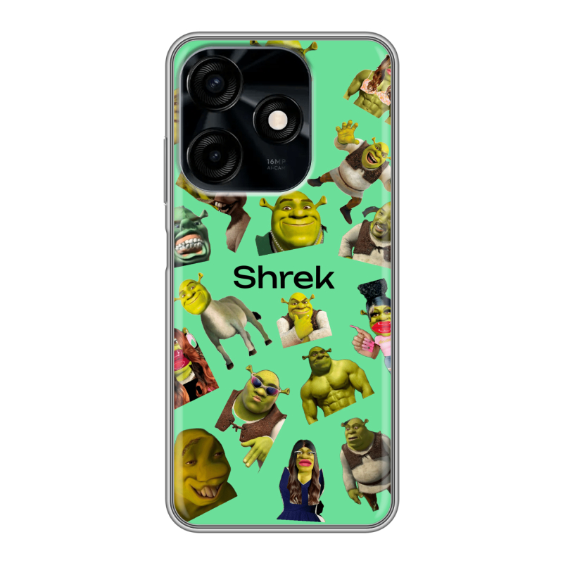 Силиконовый противоударный чехол на Tecno Spark 10C с принтом Шрек Shrek Силиконовый противоударный чехол на Tecno Spark 10C с принтом Шрек Shrek