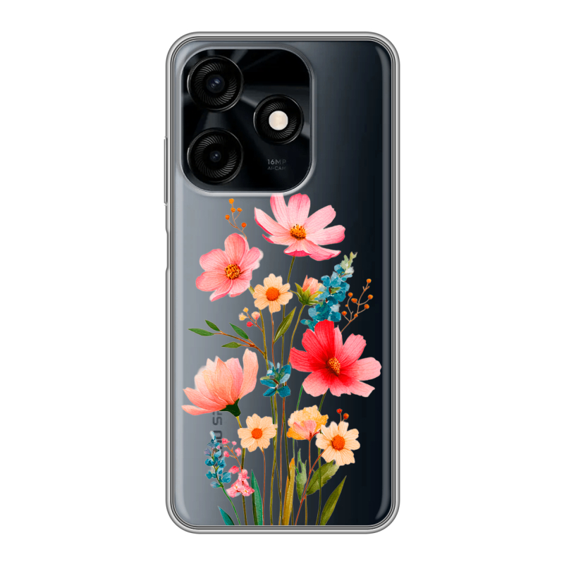 Силиконовый противоударный чехол на Tecno Spark 10C с принтом Цветы Силиконовый противоударный чехол на Tecno Spark 10C с принтом Цветы