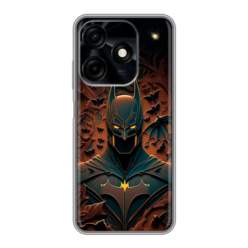 Силиконовый противоударный чехол на Tecno Spark 10C с принтом Batman Бэтмен Силиконовый противоударный чехол на Tecno Spark 10C с принтом Batman Бэтмен