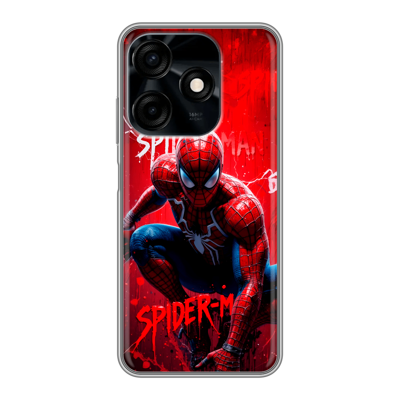 Силиконовый противоударный чехол на Tecno Spark 10C с принтом Spiderman Человек паук Силиконовый противоударный чехол на Tecno Spark 10C с принтом Spiderman Человек паук
