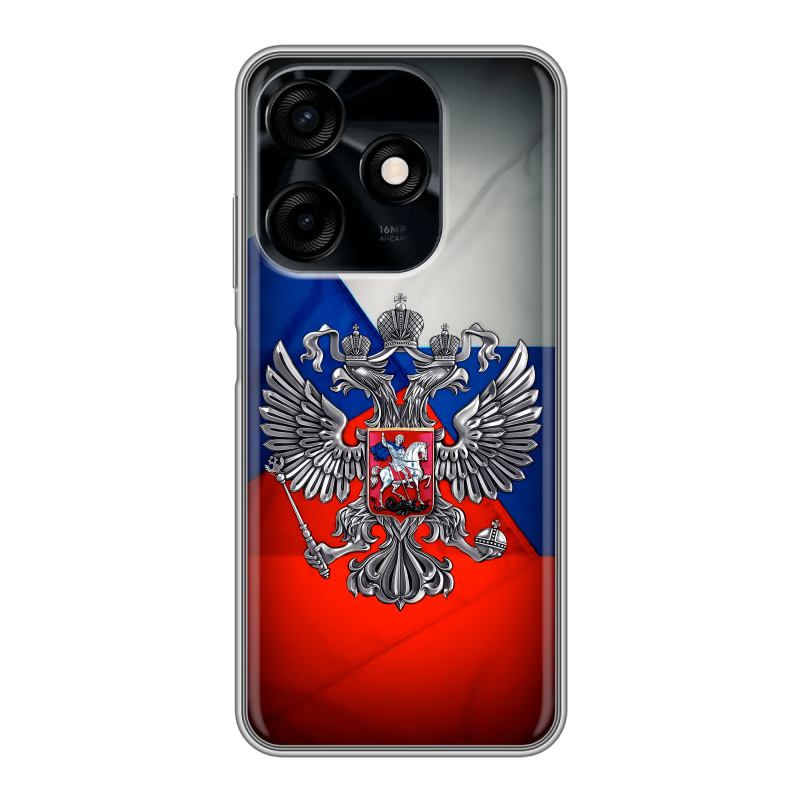 Силиконовый чехол на Tecno Spark 10C с принтом Флаг России Силиконовый чехол на Tecno Spark 10C с принтом Флаг России