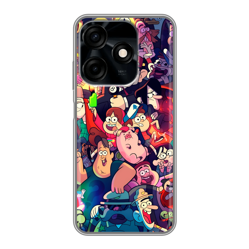 Силиконовый противоударный чехол на Tecno Spark 10C с принтом Gravity Falls Гравити Фолз Силиконовый противоударный чехол на Tecno Spark 10C с принтом Gravity Falls Гравити Фолз