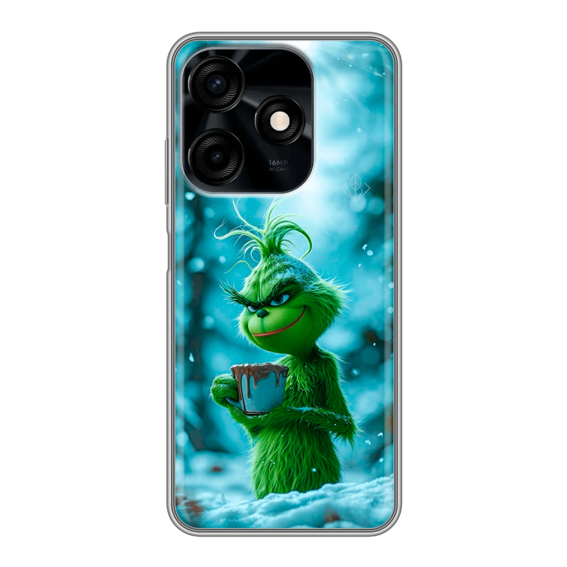 Силиконовый чехол на Tecno Spark 10C с принтом Новый год гринч Силиконовый чехол на Tecno Spark 10C с принтом Новый год гринч