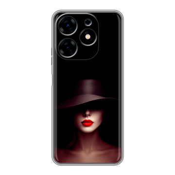 Силиконовый чехол на Tecno Spark 10 с принтом Девушка в шляпе Силиконовый чехол на Tecno Spark 10 с принтом Девушка в шляпе