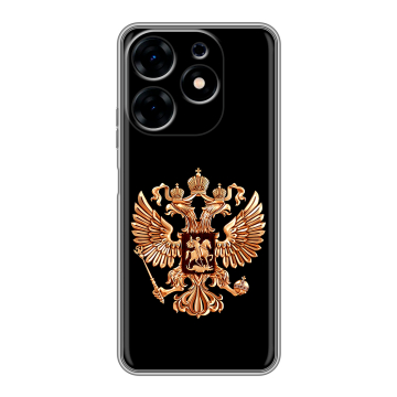 Силиконовый чехол на Tecno Spark 10 с принтом Герб России золотой Силиконовый чехол на Tecno Spark 10 с принтом Герб России золотой