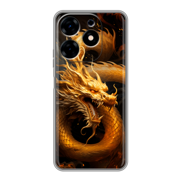 Силиконовый чехол на Tecno Spark 10 с принтом Золотой дракон Силиконовый чехол на Tecno Spark 10 с принтом Золотой дракон