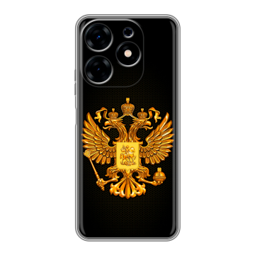 Силиконовый чехол на Tecno Spark 10 с принтом Герб России желтый Силиконовый чехол на Tecno Spark 10 с принтом Герб России желтый