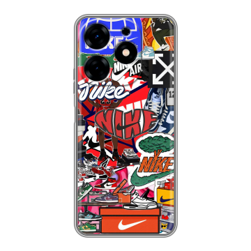 Силиконовый чехол на Tecno Spark 10 с принтом Найк Nike яркий Силиконовый чехол на Tecno Spark 10 с принтом Найк Nike яркий
