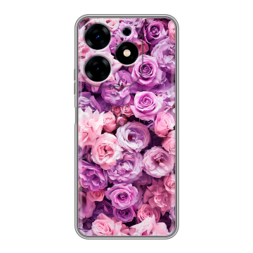 Силиконовый чехол на Tecno Spark 10 с принтом лавандовые розы